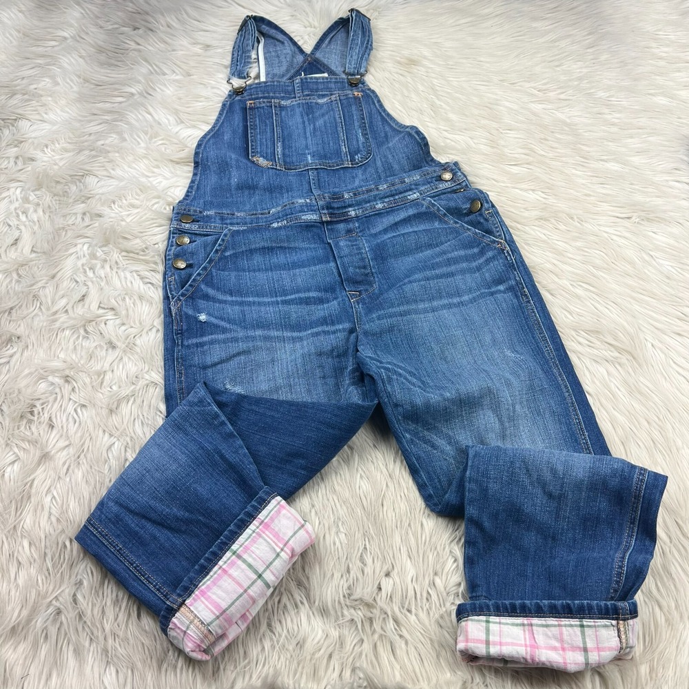 Current Elliot Women's 27 Denim Overalls in Decoy With Repair Plaid Cuff Lining